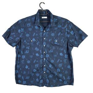 Mens Sonoma Blue Western Rockabilly Shirt Pearl Snap Button Up Short Sleeve XXL